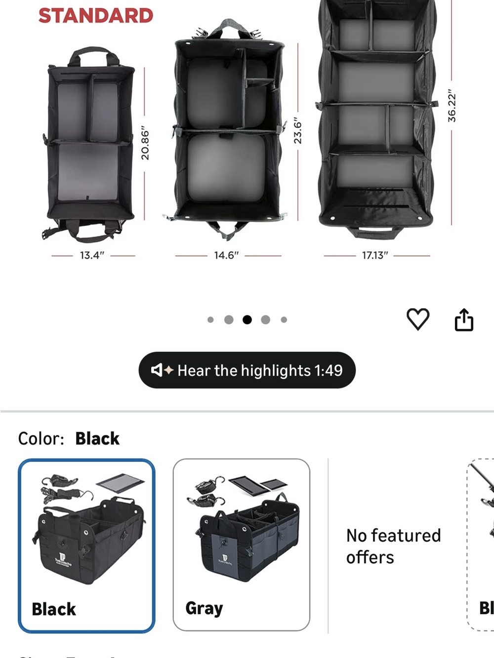 TC-Pro XL Black Trunk Organizer Bag - Picture 13 of 13